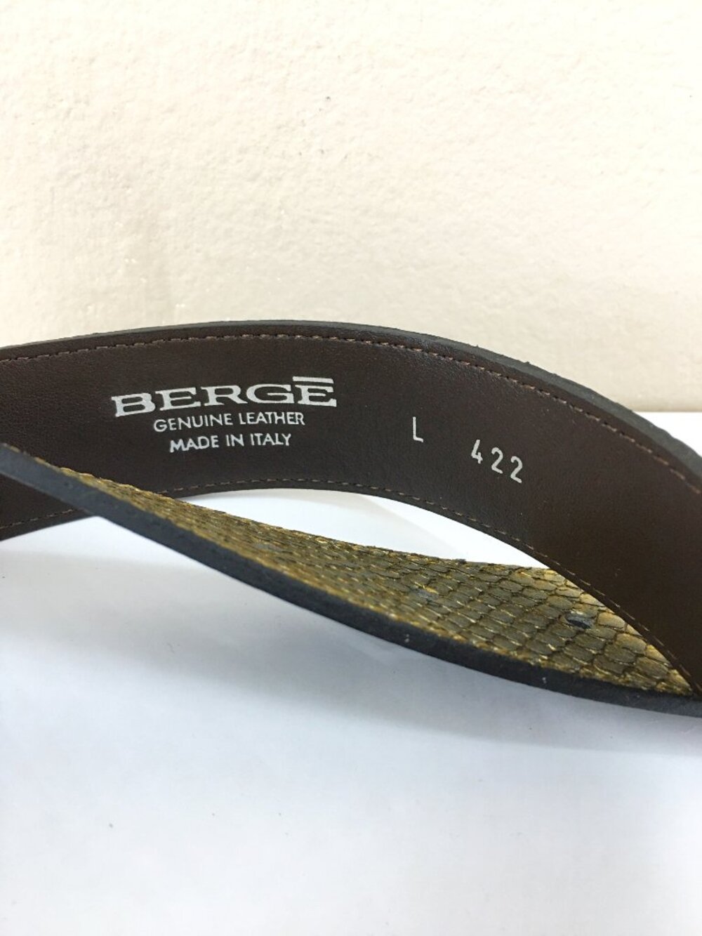 𝐁𝐄𝐑𝐆𝐄 Metallic Snakeskin Italian Leather Belt - NEW (w/o tags) circa 2000's - Picture 8 of 10